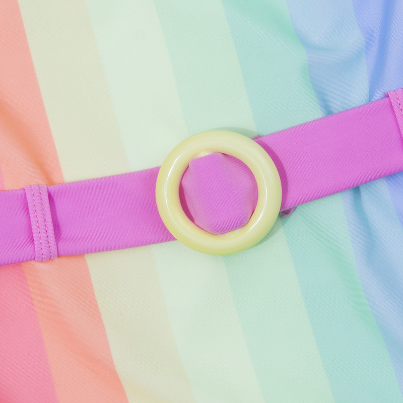 7-14 éves szivárványmintás gyerekeknek lányoknak egyrészes fürdőruha gyerek baba nyári fürdőruha Monokini övvel márkájú gyermek fürdőruha