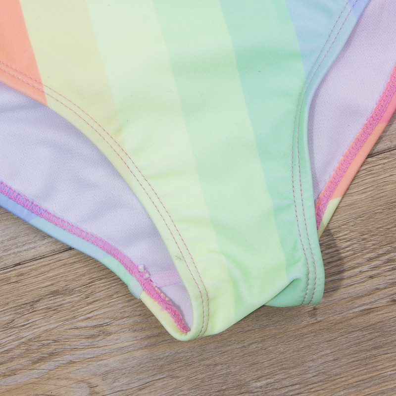 7-14 éves szivárványmintás gyerekeknek lányoknak egyrészes fürdőruha gyerek baba nyári fürdőruha Monokini övvel márkájú gyermek fürdőruha