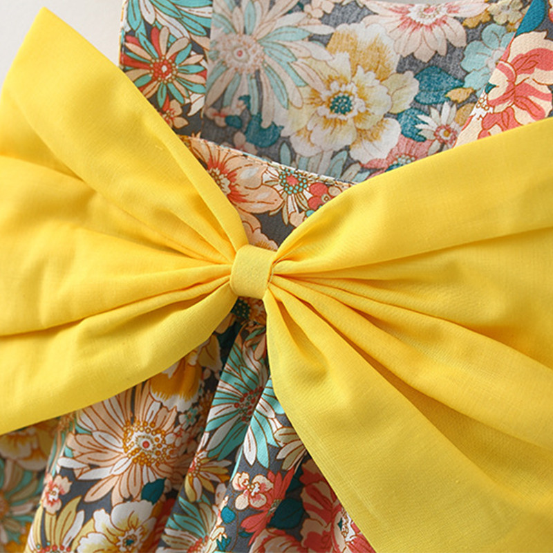 2 részes készletek Nyári kisgyermek lány ruhák Koreai divat virágok Aranyos masni Ujjatlan hercegnős babaruhák+napkalap gyerekruha BC136