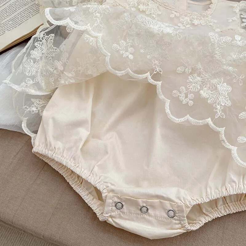 5040B újszülött lány ruhák 2023 nyár új virágos hímzett lány szoknya rövid ujjú hercegnő mászó ruhák ruha