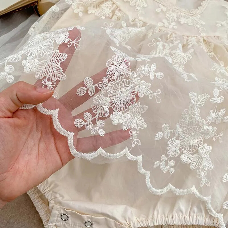 5040B újszülött lány ruhák 2023 nyár új virágos hímzett lány szoknya rövid ujjú hercegnő mászó ruhák ruha