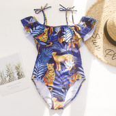 Leopard Printed Ruffle Edge Κορίτσια Εφηβικά Ολόσωμο μαγιό Καλοκαιρινό Παιδικό Μαγιό Παιδικά ρούχα παραλίας Παιδικό μαγιό Monokini