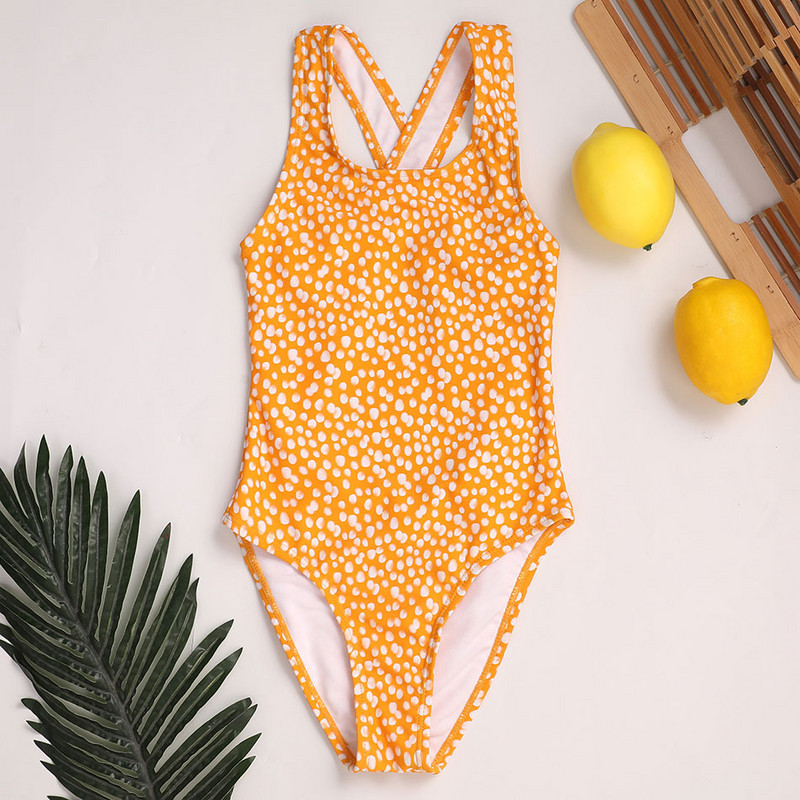 Virágos lányok egyrészes fürdőruha gyerekeknek 7-16 éves korig Retro vintage gyerek fürdőruha csíkos lány fürdőruha Monokini Cross Back