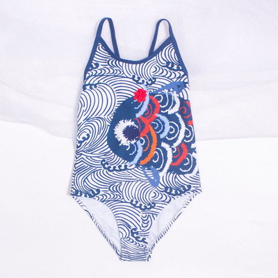 Fish Shape Print Lapsed Väikelapsed Tüdrukud Lapsed Ühes tükis ujumistrikoo Ujumisriided Flower Deco Baby Kid Monikini rannarõivad ujumiskostüüm