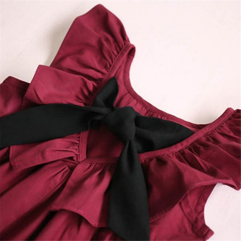 Gyerek nyári gyermekviselet lányoknak, ujjatlan, redőzött, hát nélküli masnis ruha Pamut baba koreai ruha Babaruha hát nélküli lányoknak