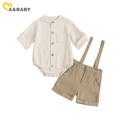 ma&baby Seturi de haine pentru bebeluși nou-născuți pentru bebeluși 0-2 ani, cu nasturi, salopete, pantaloni scurți, salopete, ținute de vară