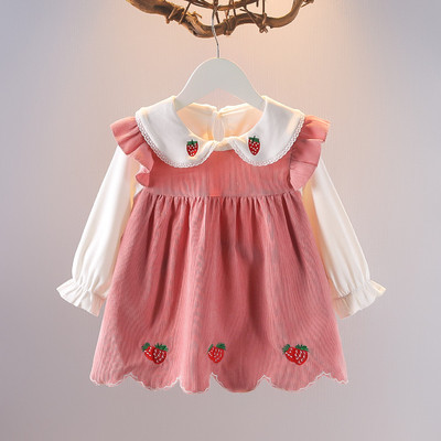 Lányok Baba Gyerek Csecsemőruha Tavaszi újdonság Rajzfilm hosszú ujjú születésnapi ruha Pamut újszülött ruhák Szép babaruha 9M-3T