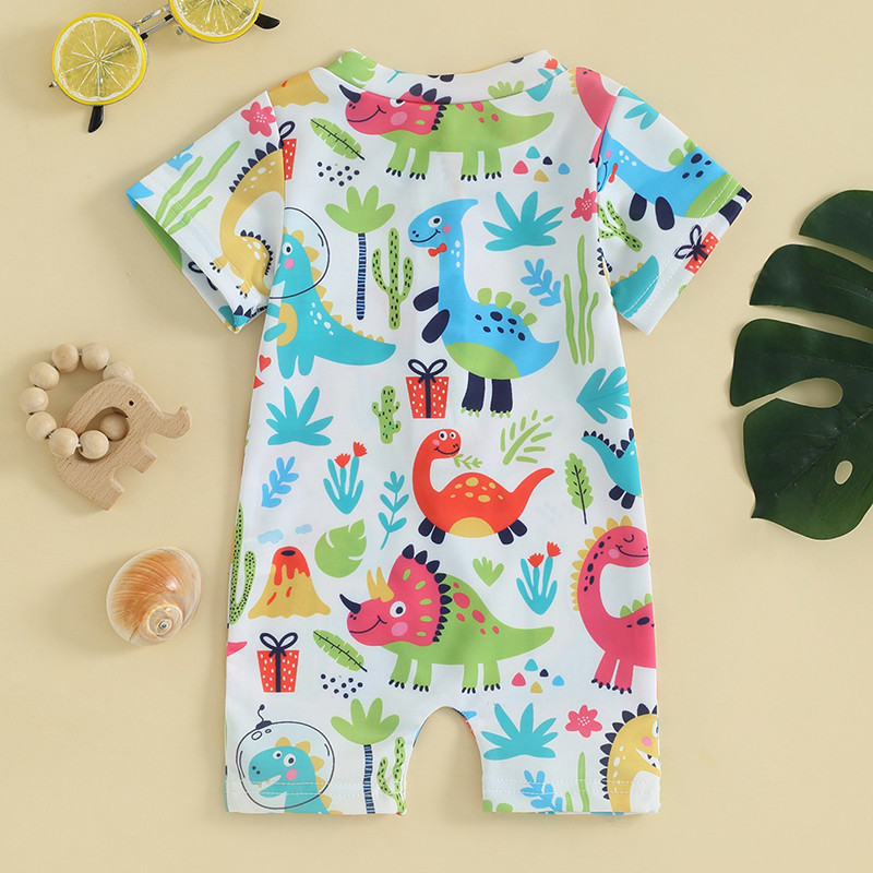 „Citgeett“ vasaros mažylių berniukų maudymosi kostiumėliai piešiniai su trumpomis rankovėmis priekyje su užtrauktuku paplūdimio rūbai