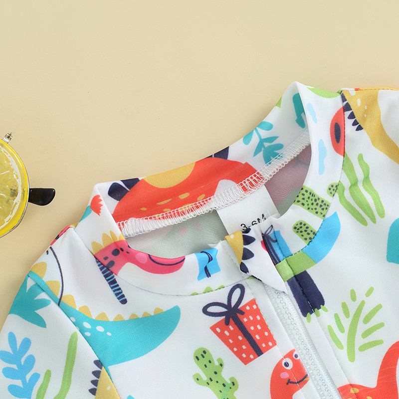 „Citgeett“ vasaros mažylių berniukų maudymosi kostiumėliai piešiniai su trumpomis rankovėmis priekyje su užtrauktuku paplūdimio rūbai