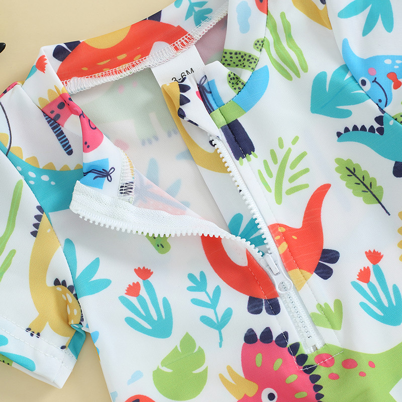 „Citgeett“ vasaros mažylių berniukų maudymosi kostiumėliai piešiniai su trumpomis rankovėmis priekyje su užtrauktuku paplūdimio rūbai