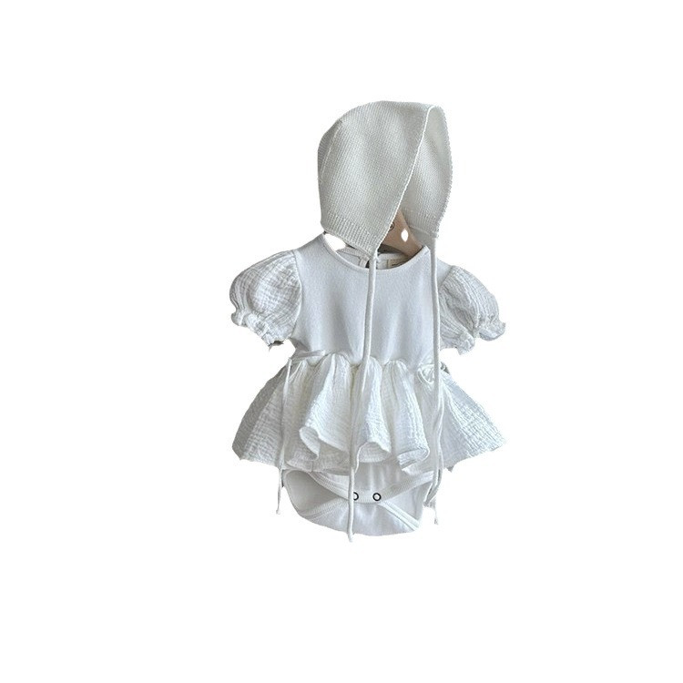 2024 nyári új baba lány rövid ujjú masszív ruha Újszülött kisgyermek pamut alkalmi body ruha csecsemő aranyos hercegnő ruha 0-24M