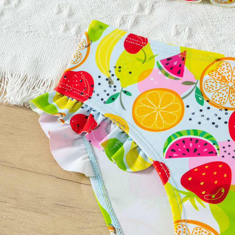 Летни момичета Бански бикини с принт на плодове Тийнейджърки 5-14 години Бански костюми от две части Candy Цветен бански костюм Детско плажно облекло