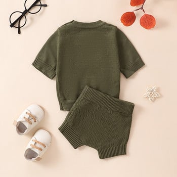 0-18 εκατ. Πλεκτά ρούχα για αγόρια για μωρά, μπλούζες πουλόβερ + σορτς Παιδικό κοντομάνικο κοστούμι πουλόβερ Βρεφικά ρούχα