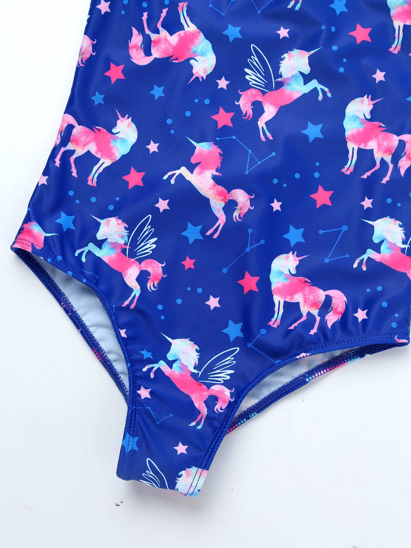 4-16Y ujjatlan, egyrészes fürdőruha kicsi és nagy lányoknak, rajzfilmmintás fürdőruhával, strandruházat gyerekeknek