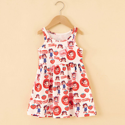 Nyári gyerekszoknya baba virágnyomtatás ruházat kisgyermek gyerekeknek ujjatlan napruha felsők gyerek születésnapi ruhák lányoknak