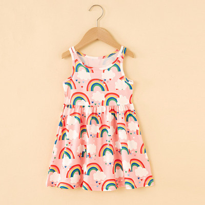 Nyári gyerekszoknya baba virágnyomtatás ruházat kisgyermek gyerekeknek ujjatlan napruha felsők gyerek születésnapi ruhák lányoknak