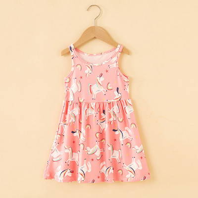 Nyári gyerekszoknya baba virágnyomtatás ruházat kisgyermek gyerekeknek ujjatlan napruha felsők gyerek születésnapi ruhák lányoknak