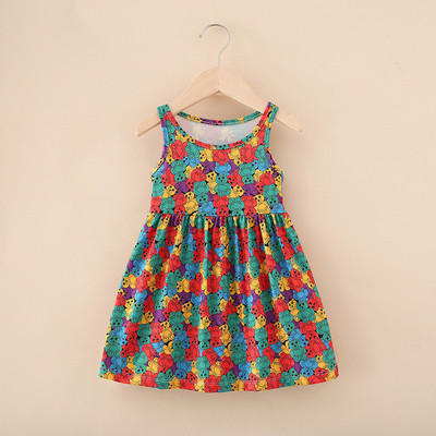 Nyári gyerekszoknya baba virágnyomtatás ruházat kisgyermek gyerekeknek ujjatlan napruha felsők gyerek születésnapi ruhák lányoknak