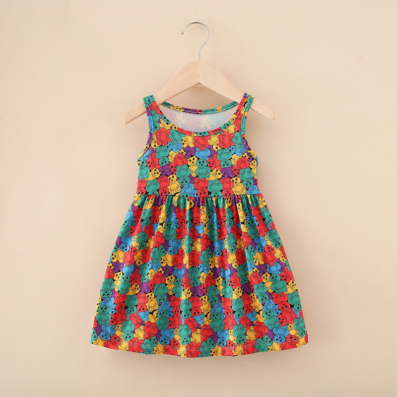 Nyári gyerekszoknya baba virágnyomtatás ruházat kisgyermek gyerekeknek ujjatlan napruha felsők gyerek születésnapi ruhák lányoknak