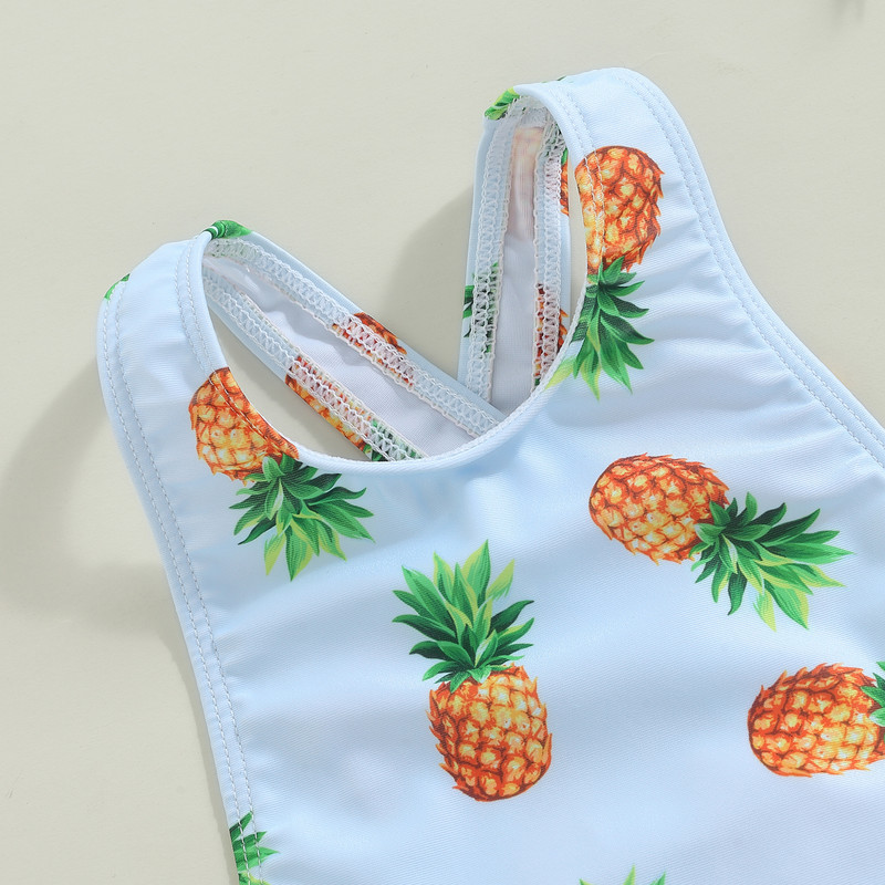 Princess Bowknot Kids Lány fürdőruhák Nyári Kisgyermek Bikini Fürdőruha Ujjatlan Fruit Print Hát nélküli gyermek fürdőruha