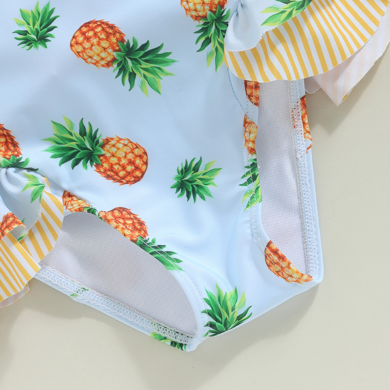 Princess Bowknot Kids Lány fürdőruhák Nyári Kisgyermek Bikini Fürdőruha Ujjatlan Fruit Print Hát nélküli gyermek fürdőruha