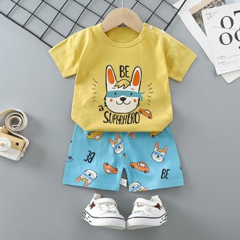 Fashion New Παιδικά Σετ 6m-6y Παιδική Στολή Καλοκαιρινή Μπλούζα + Σορτς για Παιδικά Ρούχα Βρεφικά κοριτσίστικα μπλουζάκια