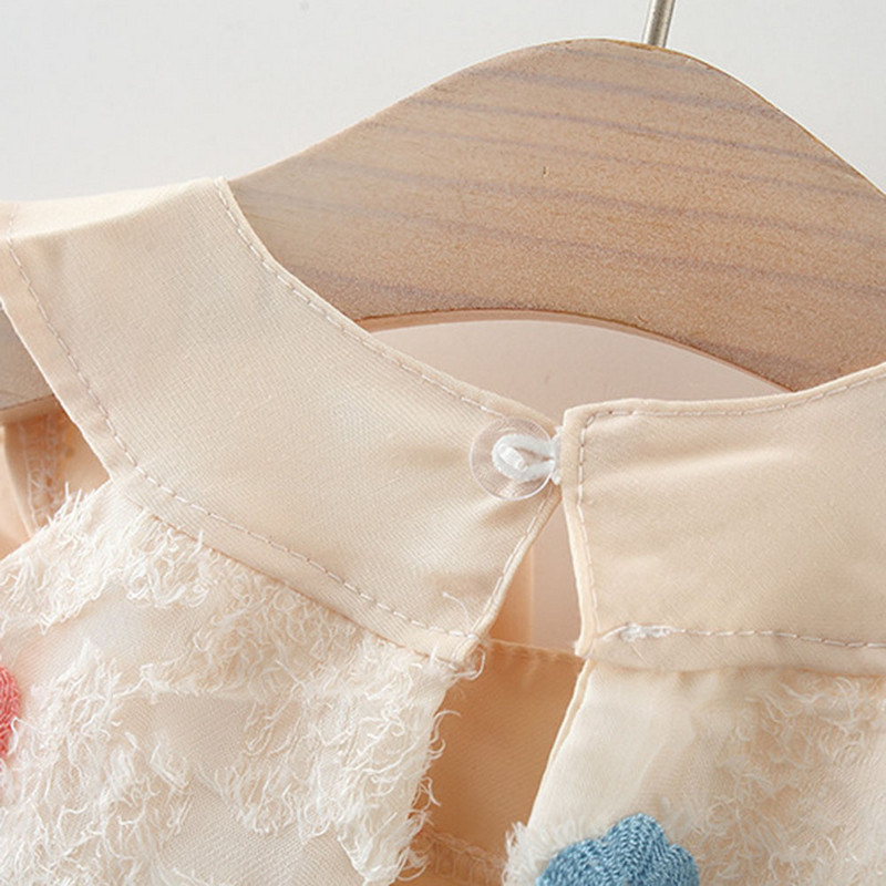 Nyári új kislány ruha pöttyös kis repülő ujjú tulipános hímzés bolyhos ruha Könnyű hercegnő ruha