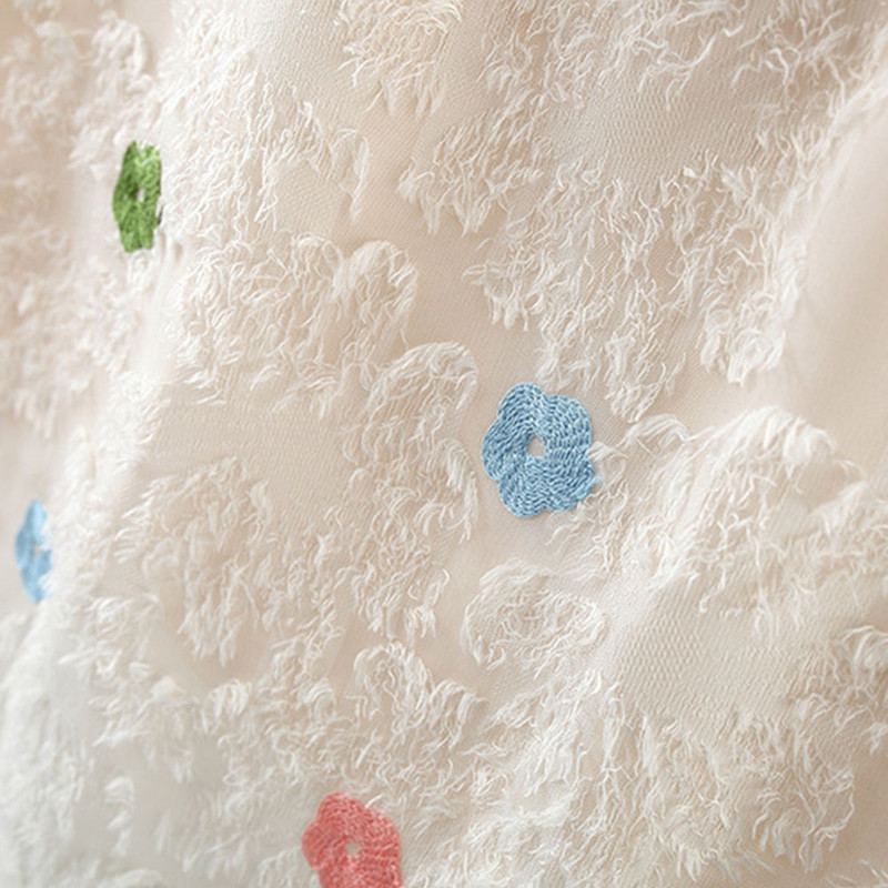 Nyári új kislány ruha pöttyös kis repülő ujjú tulipános hímzés bolyhos ruha Könnyű hercegnő ruha