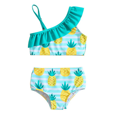 Gyermek strandruha bikini szett aranyos gyümölcs témájú lányoknak görögdinnye és ananász fürdőruha, kötőfékű gyerek felső hozzáillő alsó részekkel