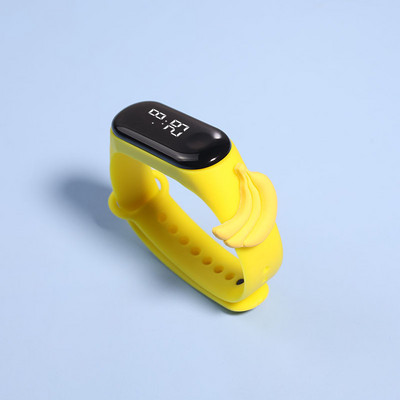 Divat Gyermek Elektronikus karóra Világító LED Gyümölcs Sport Karkötő Lány Fiú Órák Elektronikus Szilikon Karóra Gyerekeknek