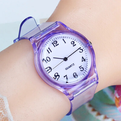 Ceas copii Ceasuri cuarț Ceasuri de mână Jelly pentru fete și băieți Ceasuri Sport Bebeluși Student Plastic Transparent Montre Femme