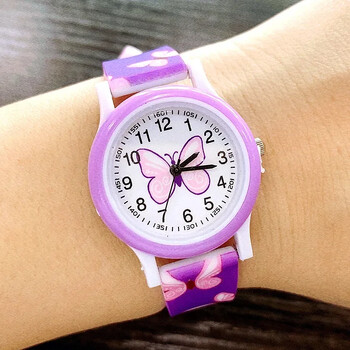 Lovely Girls Watches Butterfly Printing Silicone Candy Jelly Quartz ρολόγια για παιδιά Παιδικά κορίτσια Φοιτητικά Δώρα Ρολόι για πάρτι