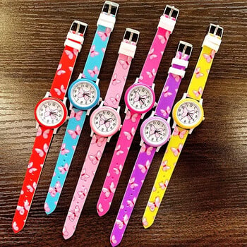 Lovely Girls Watches Butterfly Printing Silicone Candy Jelly Quartz ρολόγια για παιδιά Παιδικά κορίτσια Φοιτητικά Δώρα Ρολόι για πάρτι