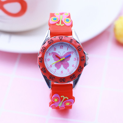CYD Gyerek Lányok Kicsi Gyerekek 3D Rajzfilm Pillangó Szilikon Szíjas Karórák s Diákoknak Gyönyörű Születésnapi Ajándék Kvarc Karóra