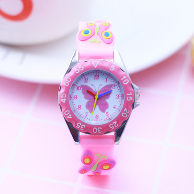 CYD Gyerek Lányok Kicsi Gyerekek 3D Rajzfilm Pillangó Szilikon Szíjas Karórák s Diákoknak Gyönyörű Születésnapi Ajándék Kvarc Karóra