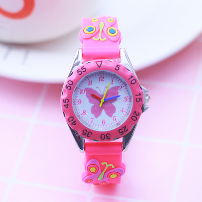 CYD Gyerek Lányok Kicsi Gyerekek 3D Rajzfilm Pillangó Szilikon Szíjas Karórák s Diákoknak Gyönyörű Születésnapi Ajándék Kvarc Karóra