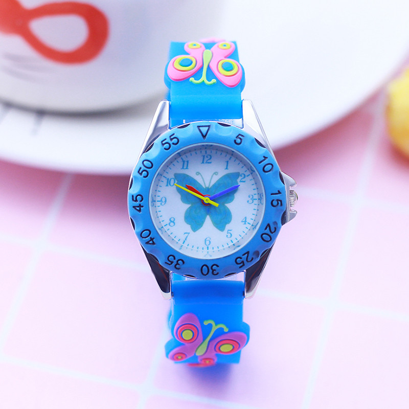 CYD Gyerek Lányok Kicsi Gyerekek 3D Rajzfilm Pillangó Szilikon Szíjas Karórák s Diákoknak Gyönyörű Születésnapi Ajándék Kvarc Karóra
