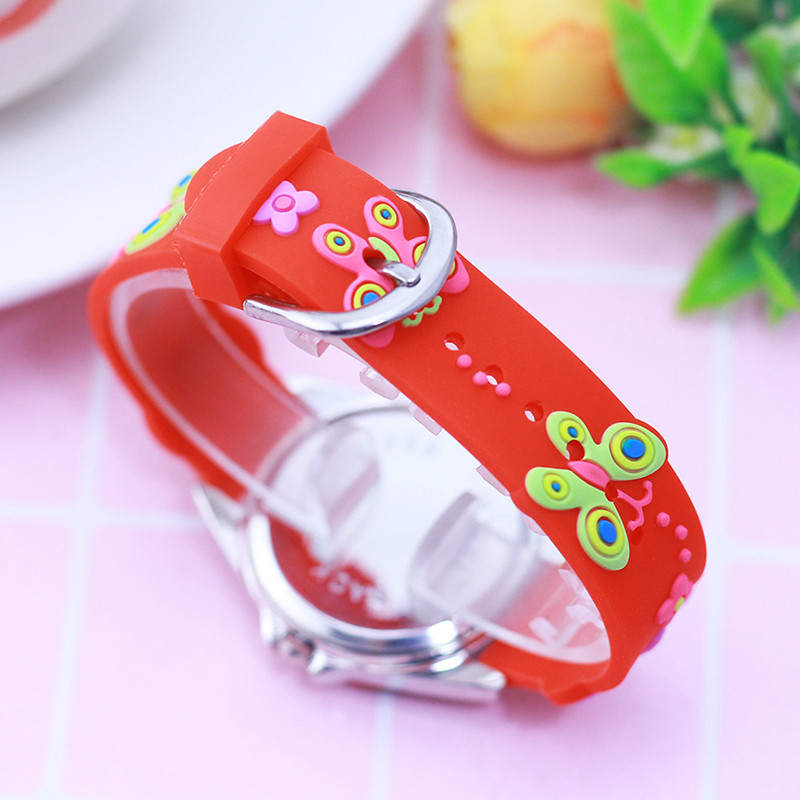 CYD Gyerek Lányok Kicsi Gyerekek 3D Rajzfilm Pillangó Szilikon Szíjas Karórák s Diákoknak Gyönyörű Születésnapi Ajándék Kvarc Karóra