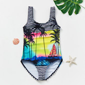 2–11-aastased tüdrukute ujumisriided ühes tükis Tüdrukute Swimsuti Tropical Laste ujumisriided Laste rannarõivad Ujumisriietus