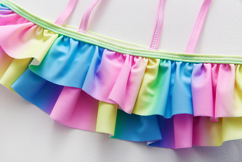 Lányok fürdőruha 3-12 éves tinédzser lányok fürdőruha Rainbow Kids bikini szett Kétrészes gyerek fürdőruha Biquini Infantil