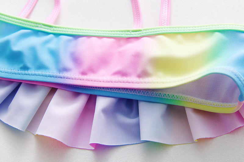 Lányok fürdőruha 3-12 éves tinédzser lányok fürdőruha Rainbow Kids bikini szett Kétrészes gyerek fürdőruha Biquini Infantil