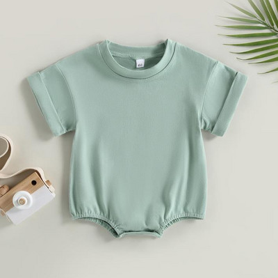 Unisex μωρό αγόρι κοριτσάκι μονόχρωμο κοντό μανίκι φουσκωτό μπλουζάκι υπερμεγέθη μπλουζάκι κορμάκι κορυφαίο καλοκαιρινό μωρό φορμάκι Ρούχα