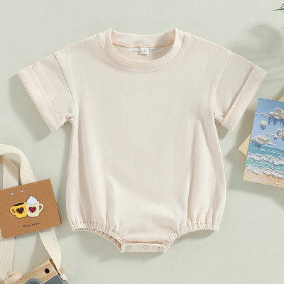 Unisex μωρό αγόρι κοριτσάκι μονόχρωμο κοντό μανίκι φουσκωτό μπλουζάκι υπερμεγέθη μπλουζάκι κορμάκι κορυφαίο καλοκαιρινό μωρό φορμάκι Ρούχα