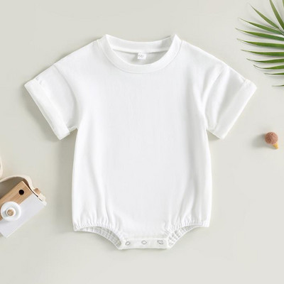 Unisex μωρό αγόρι κοριτσάκι μονόχρωμο κοντό μανίκι φουσκωτό μπλουζάκι υπερμεγέθη μπλουζάκι κορμάκι κορυφαίο καλοκαιρινό μωρό φορμάκι Ρούχα