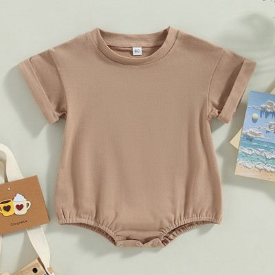 Unisex μωρό αγόρι κοριτσάκι μονόχρωμο κοντό μανίκι φουσκωτό μπλουζάκι υπερμεγέθη μπλουζάκι κορμάκι κορυφαίο καλοκαιρινό μωρό φορμάκι Ρούχα