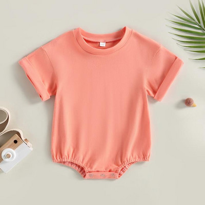 Unisex μωρό αγόρι κοριτσάκι μονόχρωμο κοντό μανίκι φουσκωτό μπλουζάκι υπερμεγέθη μπλουζάκι κορμάκι κορυφαίο καλοκαιρινό μωρό φορμάκι Ρούχα