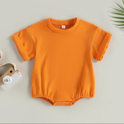 Unisex μωρό αγόρι κοριτσάκι μονόχρωμο κοντό μανίκι φουσκωτό μπλουζάκι υπερμεγέθη μπλουζάκι κορμάκι κορυφαίο καλοκαιρινό μωρό φορμάκι Ρούχα