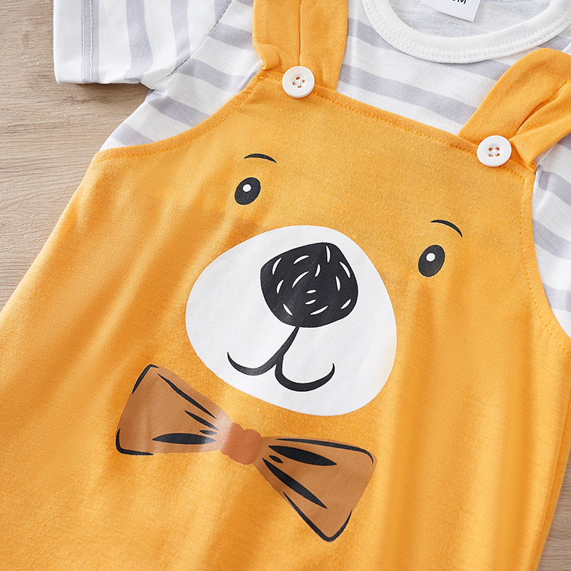 2024-es új stílusú ruhák fiú lány baba ruha csecsemő tipegő kombiné jelmez nyári aranyos szép 0-18 hónapos medve szabadtéri divat