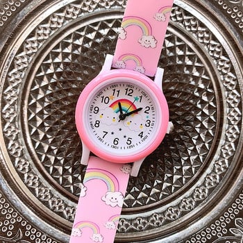 Нови модни часовници за момичета Rainbow Cloud Карикатурен часовник за деца Печат Силиконов кварцов часовник Детски сладък ръчен часовник Подаръци Часовник