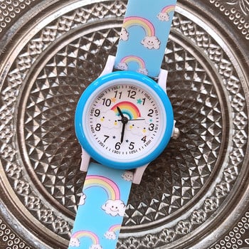 Нови модни часовници за момичета Rainbow Cloud Карикатурен часовник за деца Печат Силиконов кварцов часовник Детски сладък ръчен часовник Подаръци Часовник